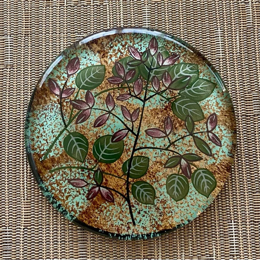 4 Hand Painted Glass Coasters